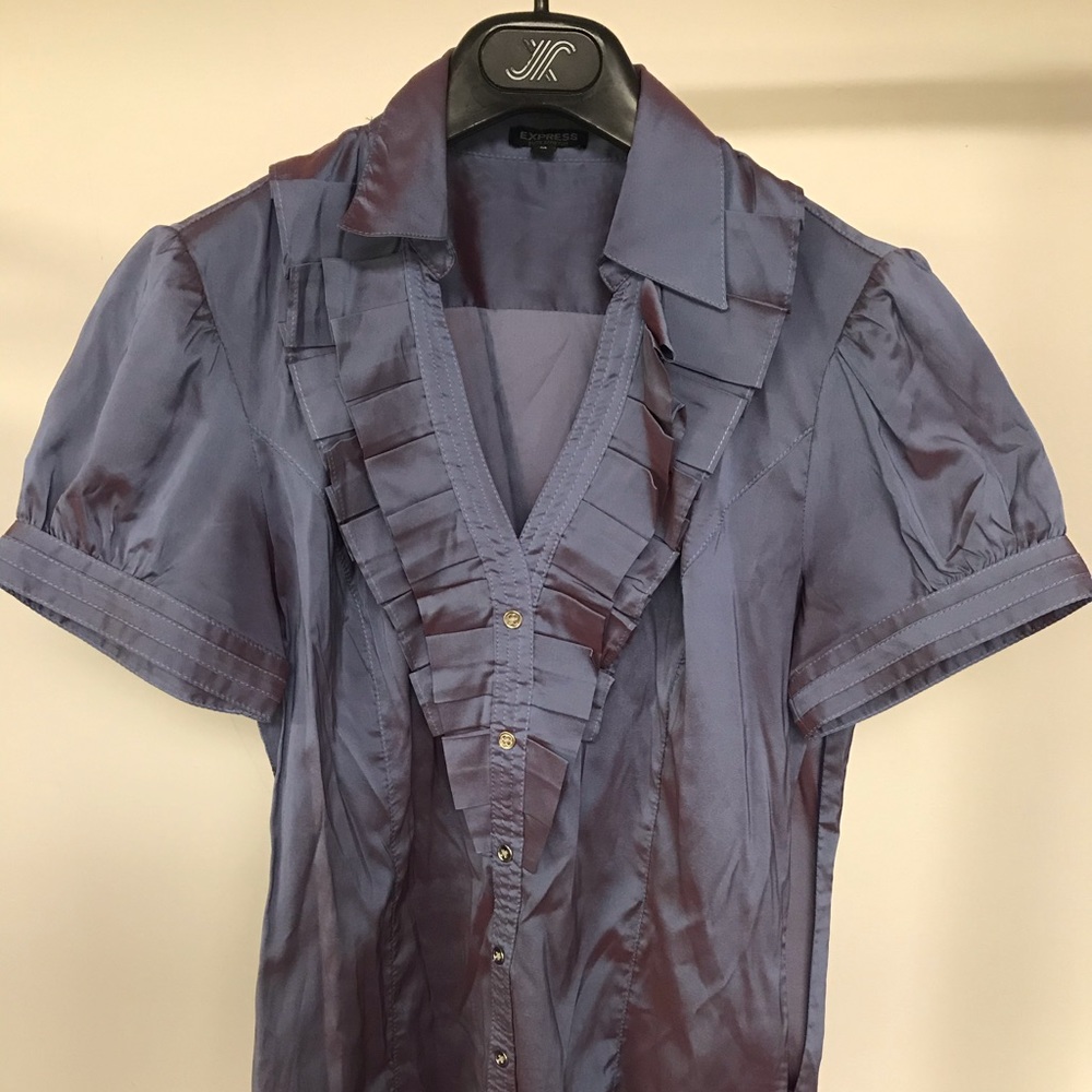Blue shiny blouse